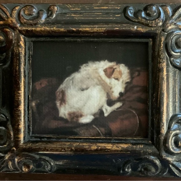 HAND PAINTEDframedMINIATURE on a canvas print of small terrier